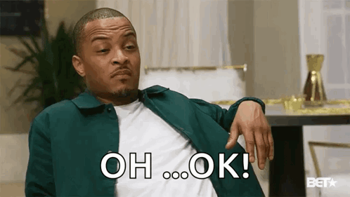 A seated man leans back with a skeptical “OH …OK!” caption.