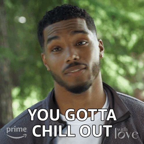 a man with a beard says " you gotta chill out " in front of trees