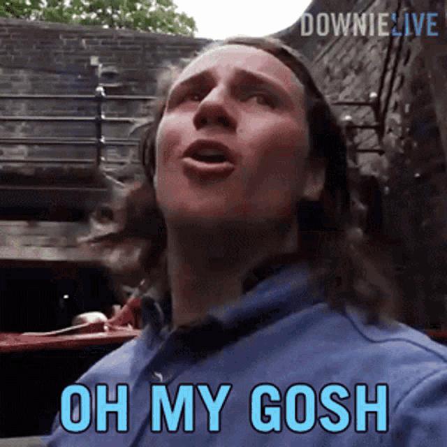 a man says " oh my gosh " while looking up