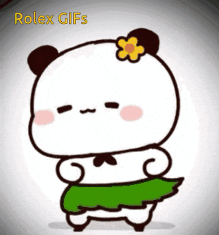 A panda-like cartoon character wiggles atop a green cushion.