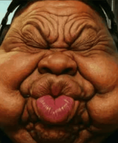 a caricature of a man with headphones making a funny face with his tongue out