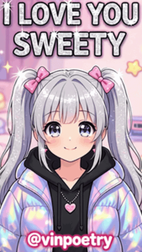 a picture of a girl with the words i love you sweety