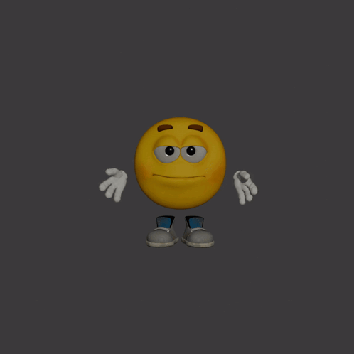 A small yellow shrugging emoji appears centered on a dark gray background.