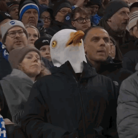 a man wearing a bald eagle mask in a crowd