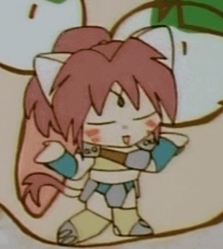 a cartoon drawing of a girl with cat ears and a ponytail