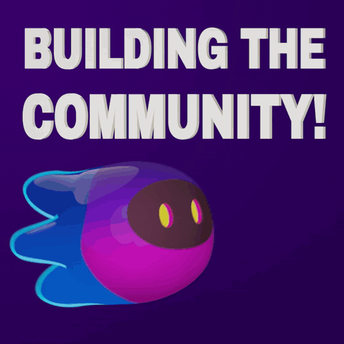 a poster that says building the community with a bunch of colorful balls
