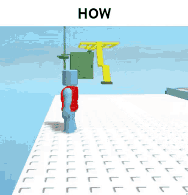 a cartoon character is standing on a ledge in a video game while holding a green box .