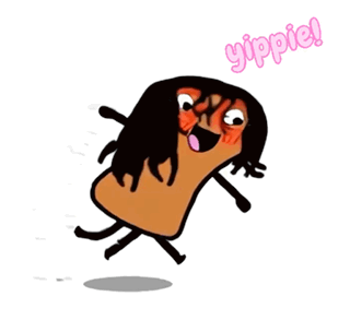 a cartoon character is jumping in the air with the word yippie above him