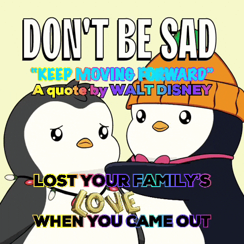 a cartoon of two penguins with a quote by walt disney on it