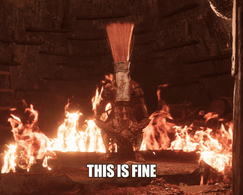 a picture of a fire with the text this is fine