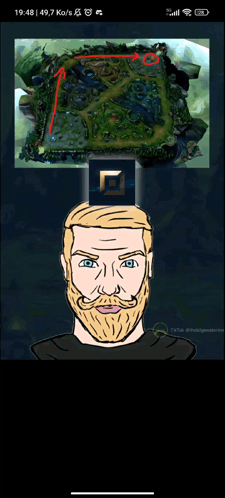 A phone-screen style gaming graphic shows a map above a small illustrated head.