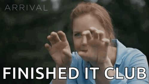 a woman covering her face with her hands with the words finished it club written below her