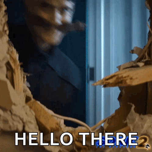 Dr. Ivo Robotnik peeks around a rocky doorway with “HELLO THERE” text.