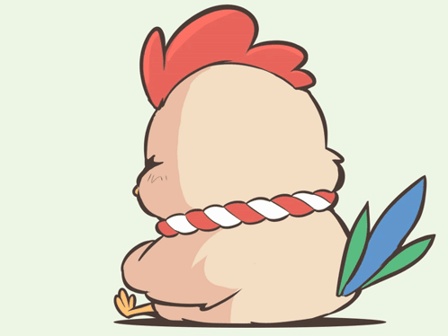 A cartoon chicken turns away with a bombastic side-eye.