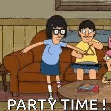 a cartoon of bob 's burgers says party time