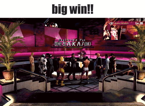 a group of people standing in front of a sign that says " oh sakazuki "