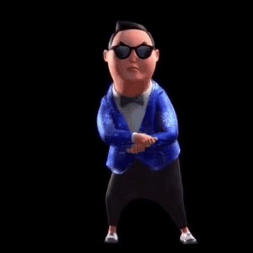 a cartoon man in a tuxedo and sunglasses is dancing .