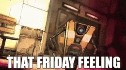 a picture of a robot with the words that friday feeling