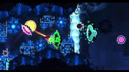 a screenshot of a video game with a bunch of glowing objects in the dark .