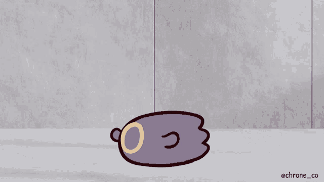 a cartoon drawing of a purple bear with a yellow halo on its head