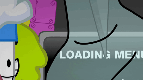 a loading screen with a cartoon character and the words loading menu below it