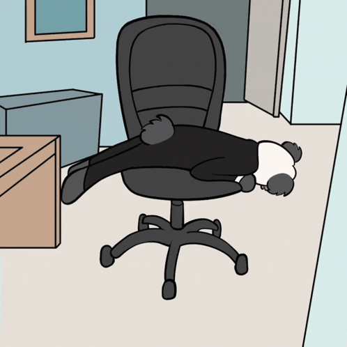 a cartoon of a panda laying on top of a chair