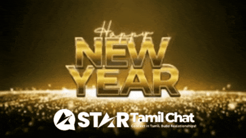 a happy new year sign with a star tamil chat logo