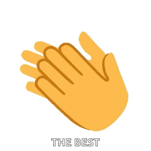 A yellow clapping-hands emoji appears above the text “THE BEST.”