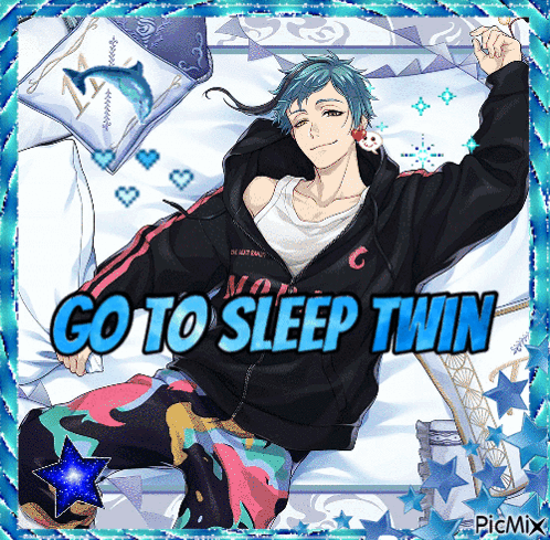 a picture of a boy laying on a bed with the words go to sleep twin