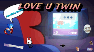 a video game called love u twin is being played on a screen