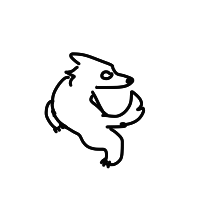 A simple white cartoon dog spins in a circle.