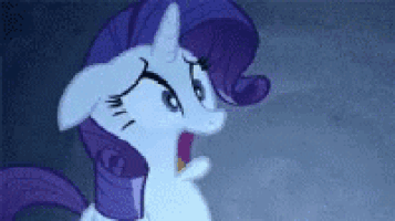 a cartoon pony with a purple mane and tail is making a funny face with its mouth open .