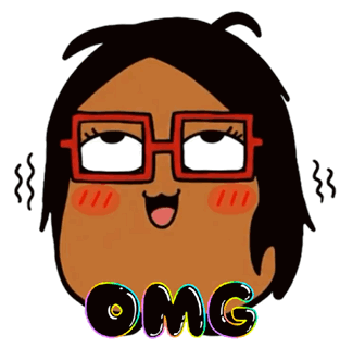 a cartoon of a woman with glasses and the word omg behind her