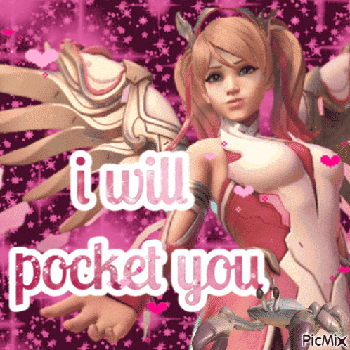 a picture of a girl with the words " i will pocket you " on it