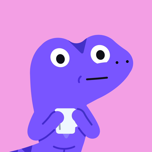 a cartoon of a frog holding a cup of coffee with steam coming out of it