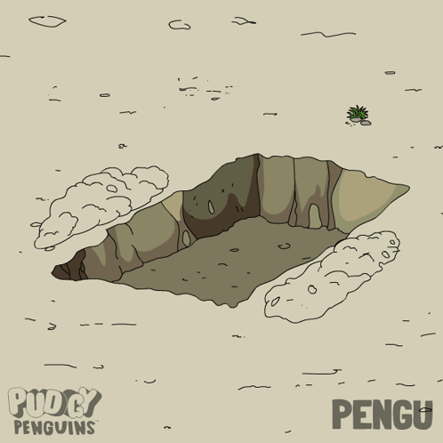 A cartoon hole opens in the ground as if inviting someone to hide.
