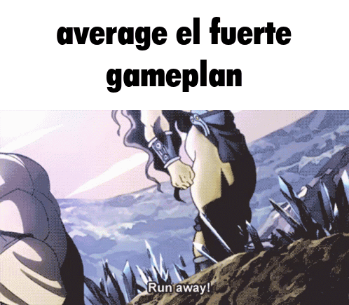 average el fuerte gameplan run away written on a cartoon