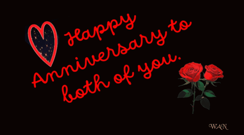 a happy anniversary to both of you is written in red