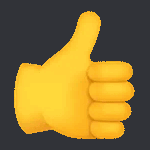 A large yellow thumbs-up emoji fills the frame.