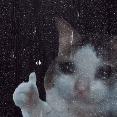 A crying cat gives a tiny thumbs-up beneath the caption “ok.”