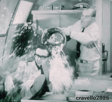 a black and white photo of a man being poured into another man 's face and the year 2025