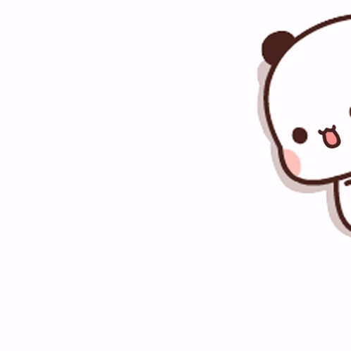 A cute panda-like cartoon character rolls into view from the side.