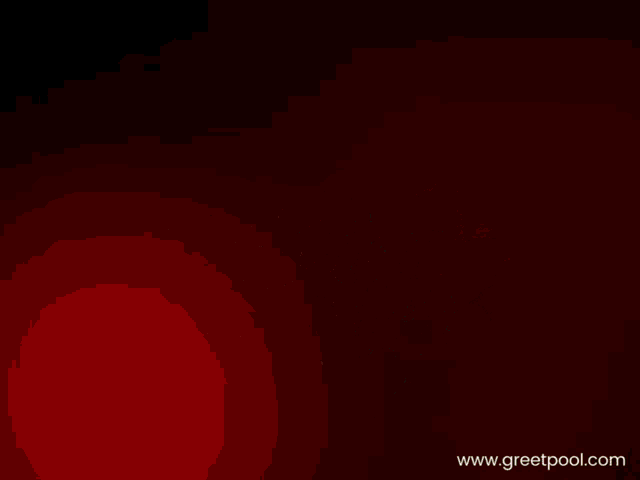 A red abstract heart pattern animates on a dark background.