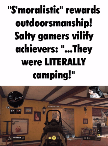 a poster that says ' s ' moralistic rewards outdoorsmanship ! salty gamers vilify achievers '