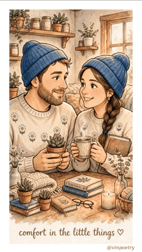 an illustration of a man and woman holding cups of coffee