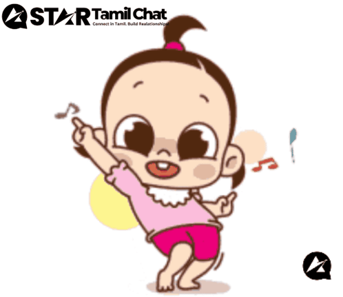 A cartoon girl dances while music notes float around her.