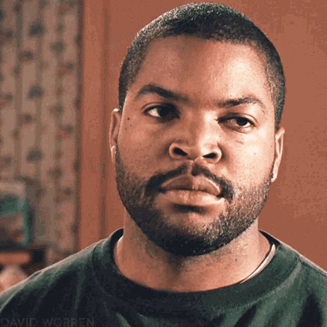 Ice Cube stares ahead in a confused, displeased reaction shot.