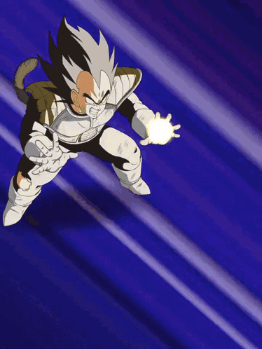 a cartoon character is flying through the air while holding a light beam