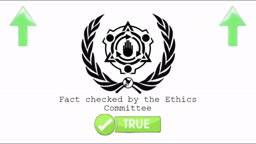 a sign that says fact checked by the ethics committee on it