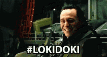 a man is smiling with the hashtag #lokidoki written on his face .